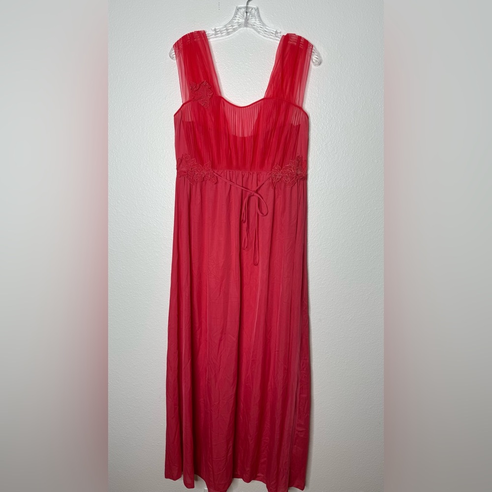 Kickernick Bright Pink Vintage Maxi Dress Nightgown Lingerie Size 36‎